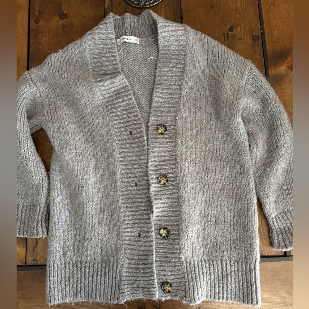 Zara Knit Textured Gray Sweater